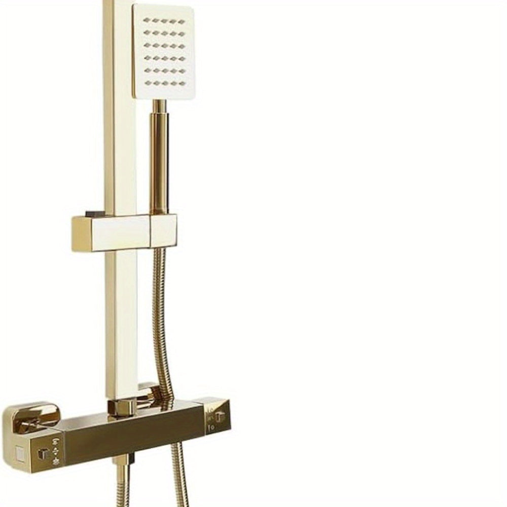 Anti-kalk Douche­systeem – Thermostaatkraan – Regendouche – Douche­paneel – Messing Douchekolom – Gouden Design – Constante Temperatuur – Duurzaam Roestvrijstaal