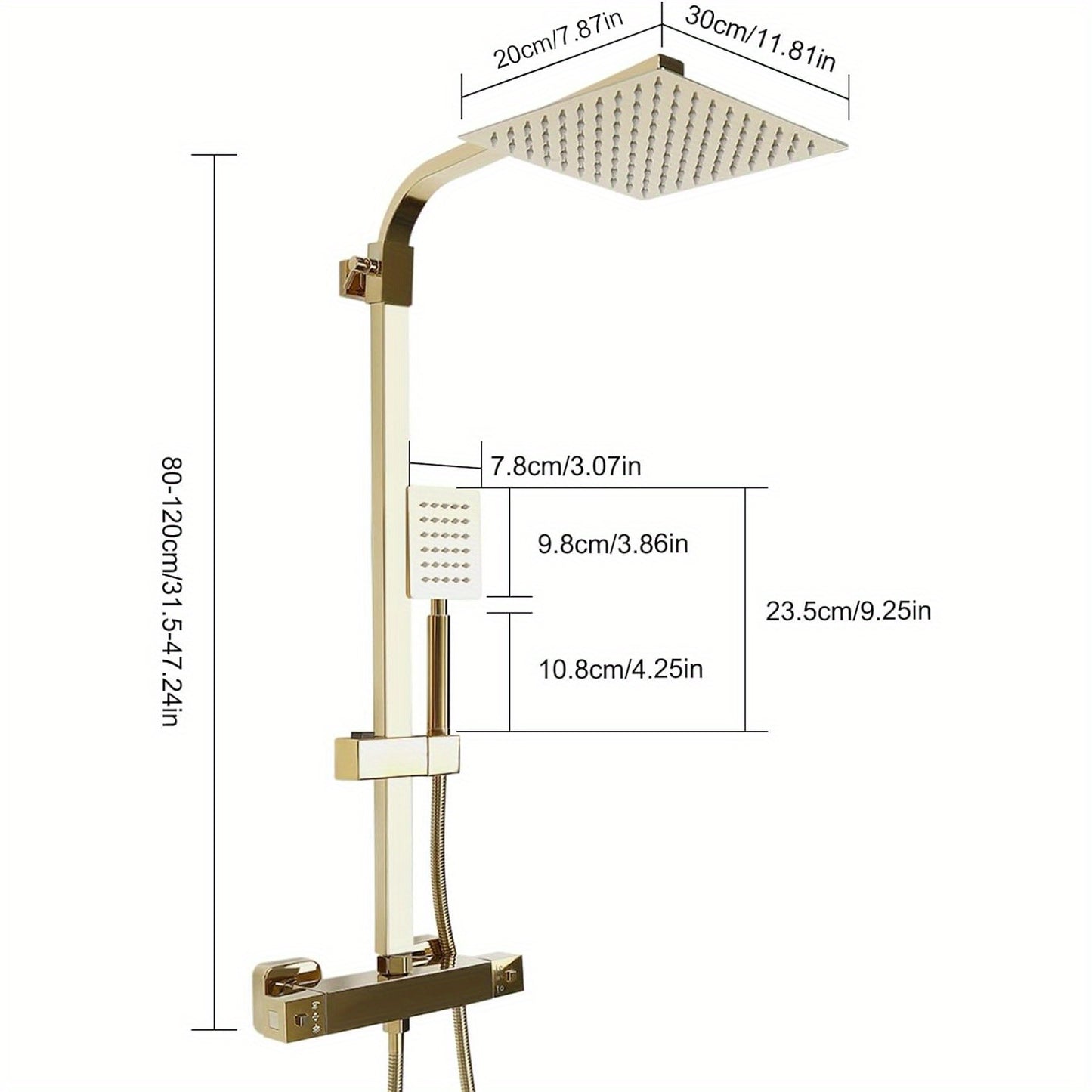Anti-kalk Douche­systeem – Thermostaatkraan – Regendouche – Douche­paneel – Messing Douchekolom – Gouden Design – Constante Temperatuur – Duurzaam Roestvrijstaal