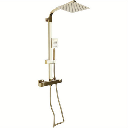 Anti-kalk Douche­systeem – Thermostaatkraan – Regendouche – Douche­paneel – Messing Douchekolom – Gouden Design – Constante Temperatuur – Duurzaam Roestvrijstaal