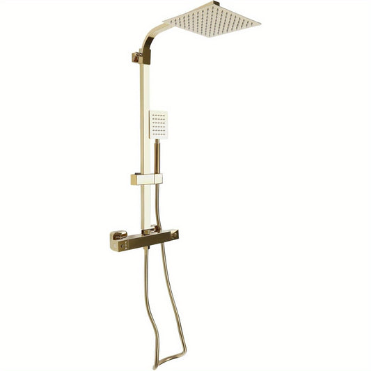 Anti-kalk Douche­systeem – Thermostaatkraan – Regendouche – Douche­paneel – Messing Douchekolom – Gouden Design – Constante Temperatuur – Duurzaam Roestvrijstaal