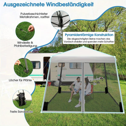 Tuinpaviljoen – Partytent – Pergola – Prieel – Gazebo – Opvouwbaar – Met Klamboe – Zandzakken – 3x3 meter – UV-bescherming SPF 50+