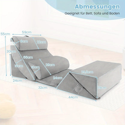 Wigkussen – Orthopedisch Kussen – Steunkussen – Beenkussen – Rugkussen – 7-delig Set – Traagschuim Met Wasbare Hoes – Verstelbare Ergonomische Ondersteuning