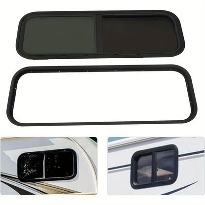 Caravanraam – Caravan Zijraam – Camperraam – Schuifraam – Raam Voor Caravan – Aluminium Frame – Gehard Zwart Glas – 1000x400mm – Weerbestendig & Ventilerend