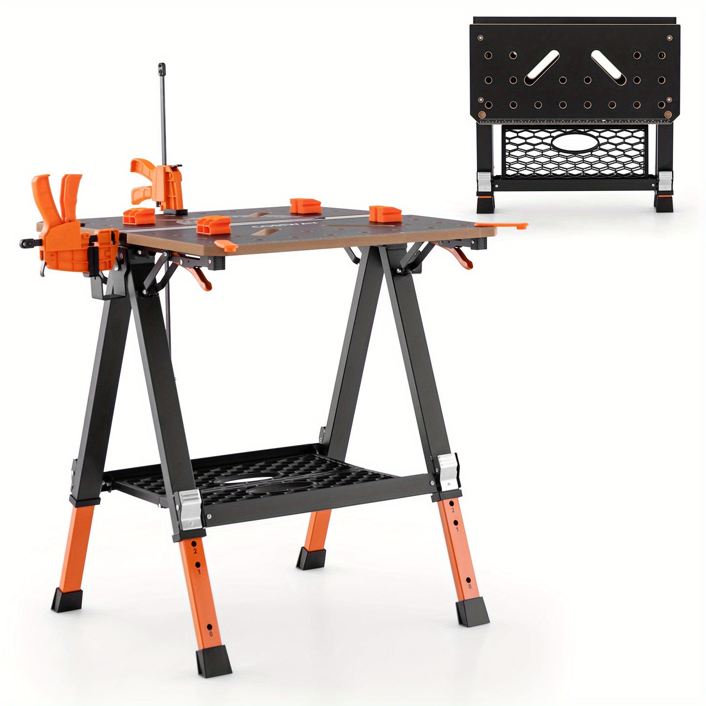 2in1 folding workbench, workbench with 8-adjustable heights, workbench portable up to 454kg