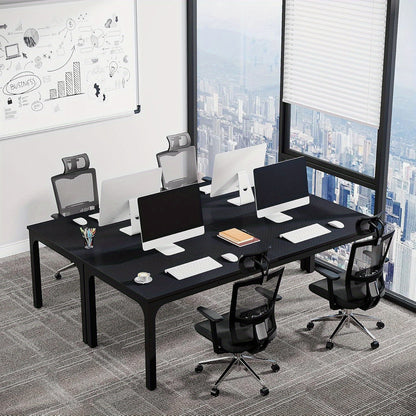 Vergadertafel – Bureautafel – Seminarietafel – Kantoortafel – Overlegruimte Tafel – Zwart – Groot Werkoppervlak 198 cm – Krasbestendig Engineered Wood