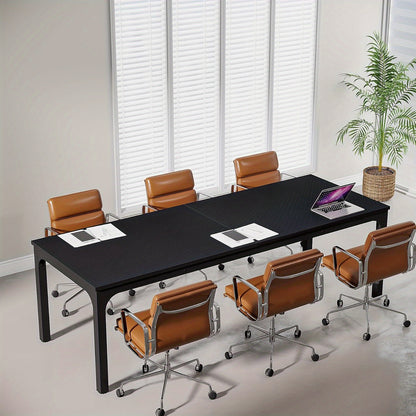 Vergadertafel – Bureautafel – Seminarietafel – Kantoortafel – Overlegruimte Tafel – Zwart – Groot Werkoppervlak 198 cm – Krasbestendig Engineered Wood