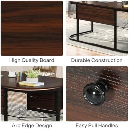 Bureau – Computertafel – Werkplek – Kantoormeubel – Schrijftafel – 160 cm Breed – 4 Laden – Donker Walnoot & Zwarte Accenten