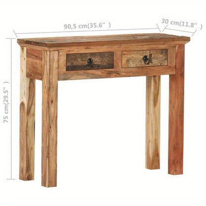 Consoletafel – Sidetable – Haltafel – Wandtafel – Bijzettafel – 90,5x30x75 cm – Acaciahout en Gerecycled Massief Hout – Duurzaam en Compact