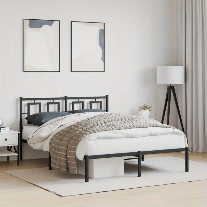 Modern Bedframe – Metaal Bedframe – Stalen Bed – Slaapkamer Bed – Bed Met Hoofdeinde – 140x190 cm – Duurzaam Metaal – Minimalistisch Design