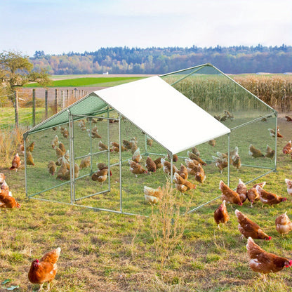 Kippenhok – Kippenren – Kippenkooi – Gevogelteverblijf – Pluimveehok – Gegalvaniseerd Stalen Frame – Waterdicht PE Dak – Afmeting 3x4x2m