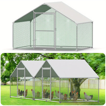 Kippenhok – Kippenhuis – Pluimveehok – Dierenhok – Buitenren – Gegalvaniseerd Stalen Frame – Waterdicht PE Dak – 3x2x2 Meter