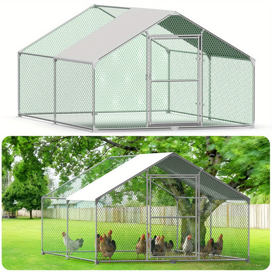 Kippenhok – Kippenren – Kippenkooi – Gevogelteverblijf – Pluimveehok – Gegalvaniseerd Stalen Frame – Waterdicht PE Dak – Afmeting 3x4x2m