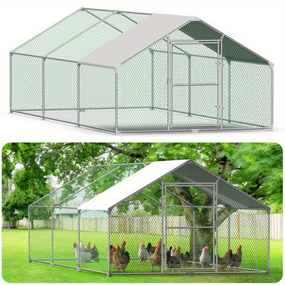Kippenhok – Kippenren – Pluimveehok – Dierenhok – Buitenren – Verzinkt Stalen Frame – Waterdicht PE Dak – 3x6x2 Meter