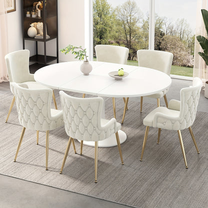 Eetkamerstoel – Stoel – Kuipstoel – Loungestoel – Designstoel – Set Van 4 – Fluwelen Bekleding – Gouden Metalen Poten