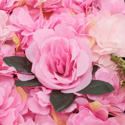 Kunstbloemenpaneel – Bloemenwandpaneel – Nepbloemenwand – Sierbloemenpaneel – Zijde Bloempanelen – 12 stuks – Weerbestendig & 60x40 cm – Roze