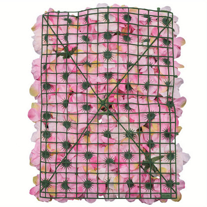 Kunstbloemenpaneel – Bloemenwandpaneel – Nepbloemenwand – Sierbloemenpaneel – Zijde Bloempanelen – 12 stuks – Weerbestendig & 60x40 cm – Roze