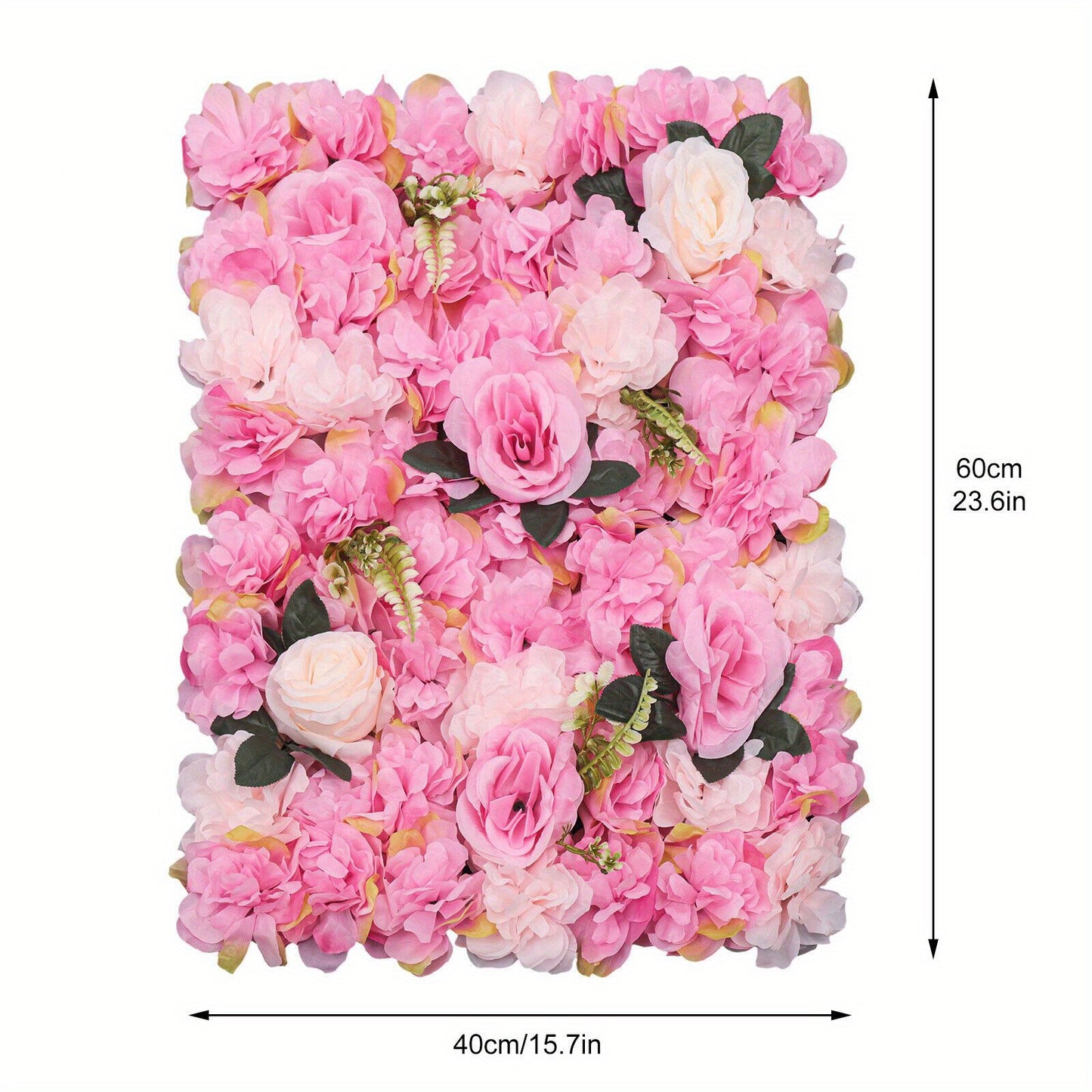 Kunstbloemenpaneel – Bloemenwandpaneel – Nepbloemenwand – Sierbloemenpaneel – Zijde Bloempanelen – 12 stuks – Weerbestendig & 60x40 cm – Roze
