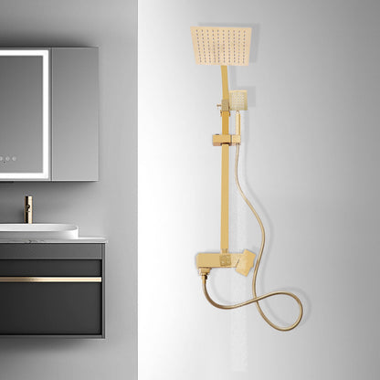 Douche Systeem – Douche Set – Regendouche – Handdouche – Douche Accessoires – Gouden Afwerking – Verstelbare Hoogte – Metalen Koper & RVS