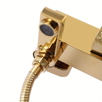 Douche Systeem – Douche Set – Regendouche – Handdouche – Douche Accessoires – Gouden Afwerking – Verstelbare Hoogte – Metalen Koper & RVS