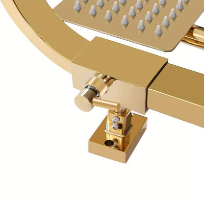Douche Systeem – Douche Set – Regendouche – Handdouche – Douche Accessoires – Gouden Afwerking – Verstelbare Hoogte – Metalen Koper & RVS
