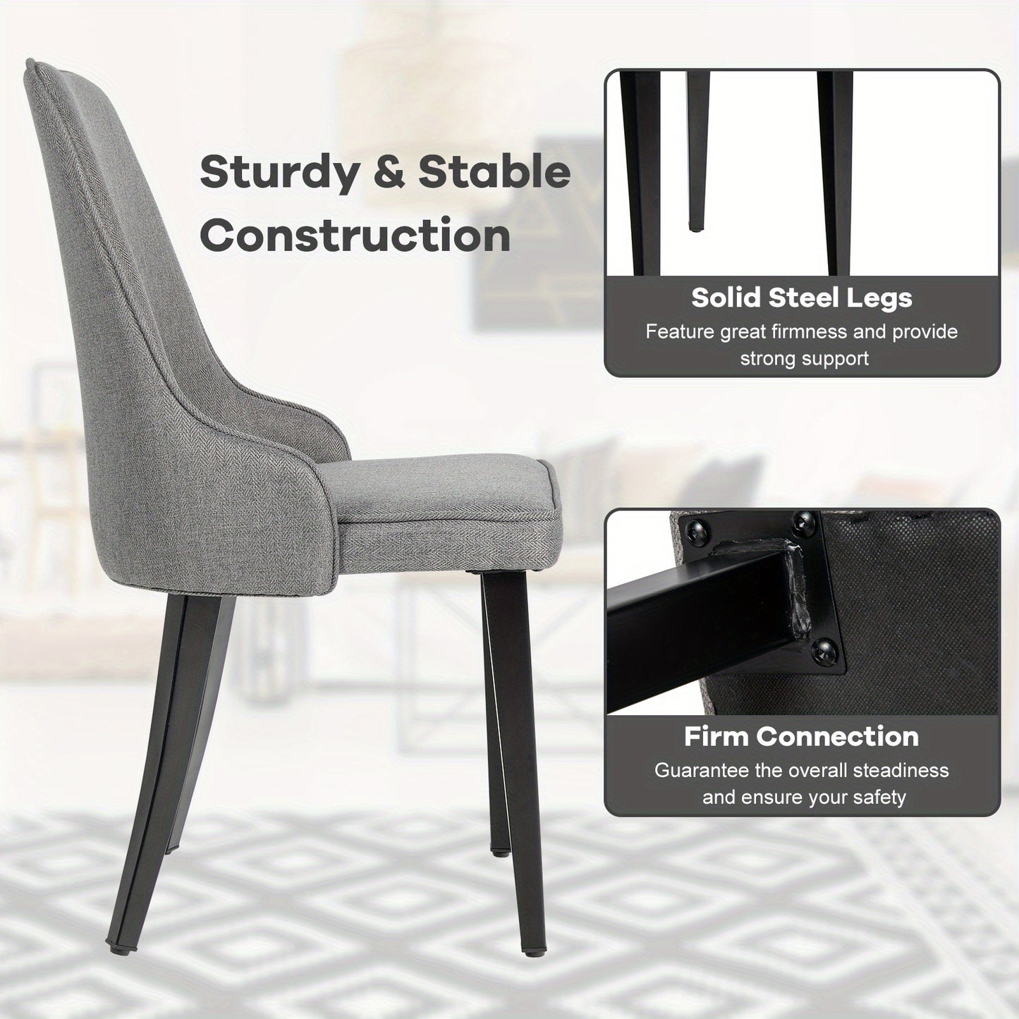 Eetkamerstoelen – Stoelen – Dining Chairs – Keukenstoelen – Horecastoelen – Set Van 2 – Ergonomische Rugleuning – Stevig Metalen Frame