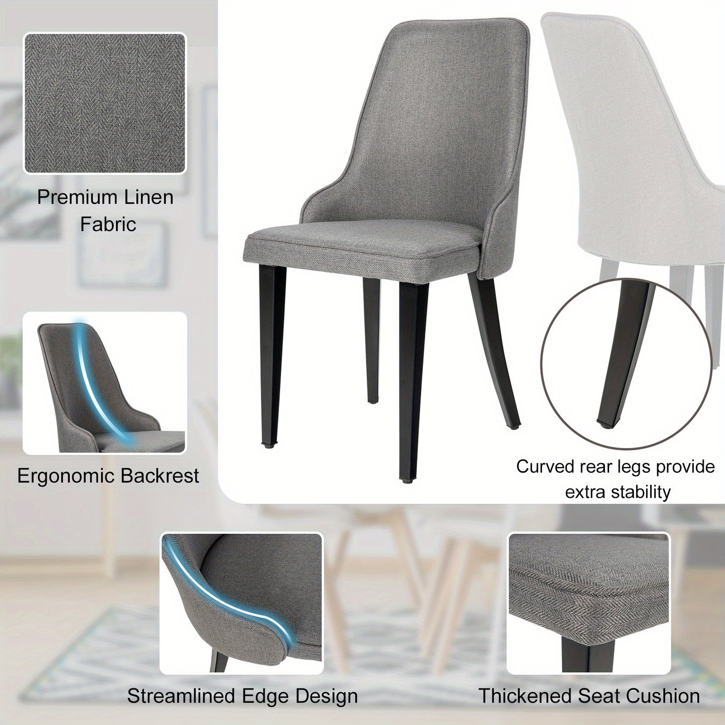 Eetkamerstoelen – Stoelen – Dining Chairs – Keukenstoelen – Horecastoelen – Set Van 2 – Ergonomische Rugleuning – Stevig Metalen Frame