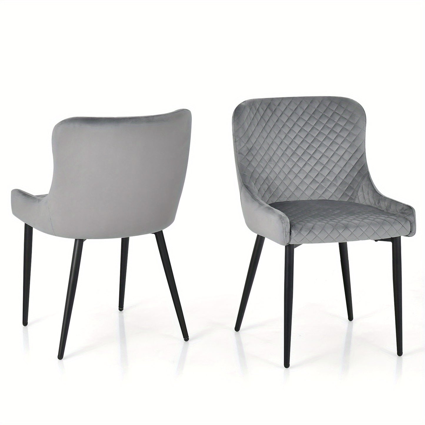 Eetkamerstoelen – Stoelen – Dining Chairs – Armleunstoel – Keukenstoelen – Velvet Bekleding – Verstelbare Voetjes – Grijs – Metalen Poten – Comfortabele Zitting