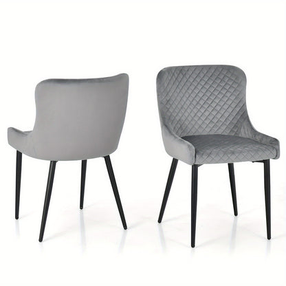 Eetkamerstoelen – Stoelen – Dining Chairs – Armleunstoel – Keukenstoelen – Velvet Bekleding – Verstelbare Voetjes – Grijs – Metalen Poten – Comfortabele Zitting