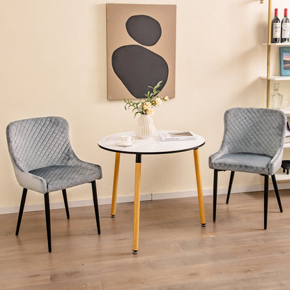 Eetkamerstoelen – Stoelen – Dining Chairs – Armleunstoel – Keukenstoelen – Velvet Bekleding – Verstelbare Voetjes – Grijs – Metalen Poten – Comfortabele Zitting