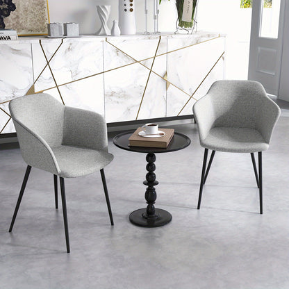 2pcs GOFLAME Contemporary Upholstered Dining Chairs - Metal Frame with Solid Back, Armrest, Sponge Fill, and Polyester Fabric - Easy Wipe Clean, No Assembly Required