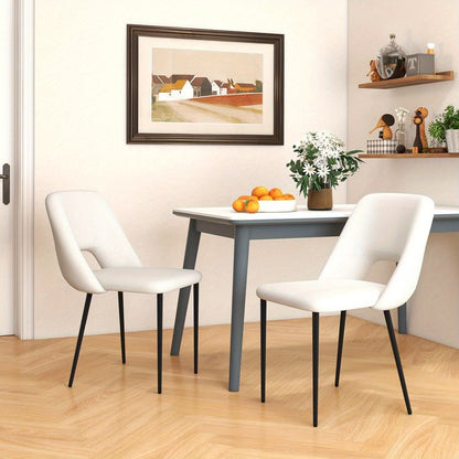 Eetkamerstoelen – Keukenstoelen – Barstoelen – Make-up Stoelen – Woonkamerstoelen – Set van 2 – Velours Bekleding – Verstelbare Metalen Pootjes – Beige