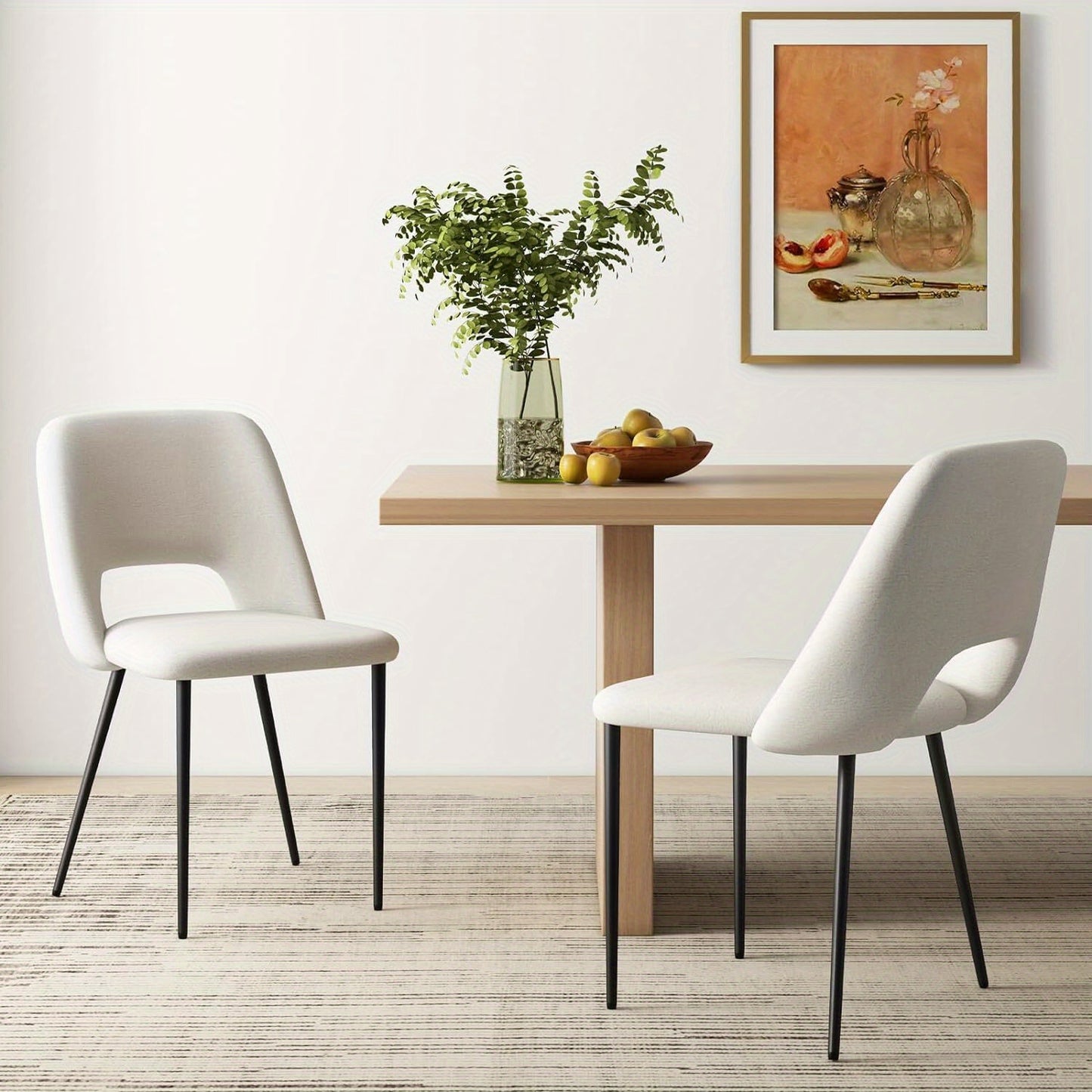 Eetkamerstoelen – Keukenstoelen – Barstoelen – Make-up Stoelen – Woonkamerstoelen – Set van 2 – Velours Bekleding – Verstelbare Metalen Pootjes – Beige