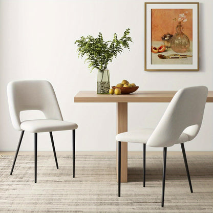 Eetkamerstoelen – Keukenstoelen – Barstoelen – Make-up Stoelen – Woonkamerstoelen – Set van 2 – Velours Bekleding – Verstelbare Metalen Pootjes – Beige