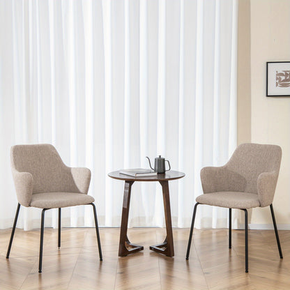 Eetkamerstoelen – Stoel – Diningset – Armstoel – Kuipstoel – Set van 2 Beige – Comfortabele Gebogen Rugleuning – Stevig Metalen Frame