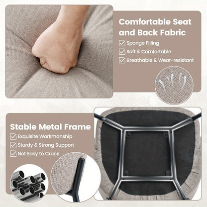 Eetkamerstoelen – Stoel – Diningset – Armstoel – Kuipstoel – Set van 2 Beige – Comfortabele Gebogen Rugleuning – Stevig Metalen Frame