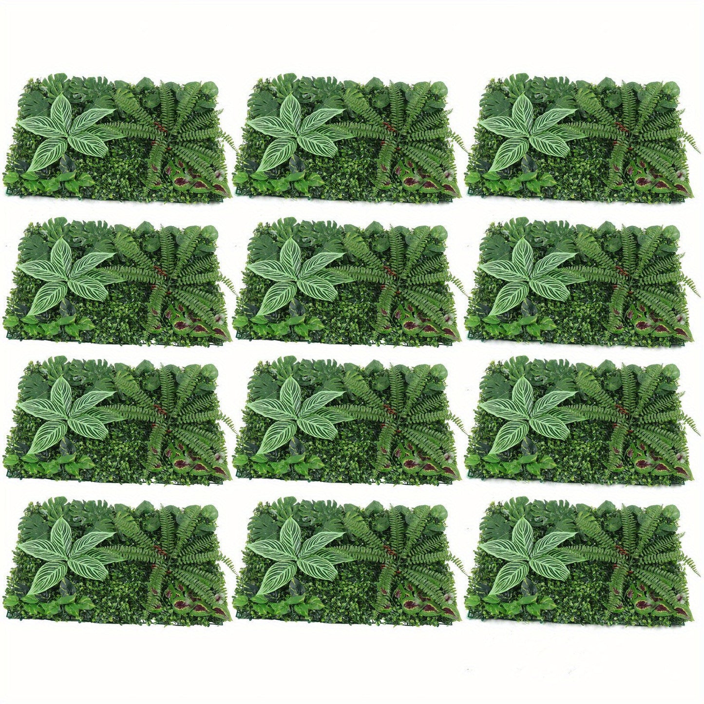 Kunstplantpanelen – Kunstgroen Wandpaneel – Nepplanten – Decoratief Groen – Privacy Scherm – Set van 12 – Waterbestendig PE-Materiaal – Eenvoudige Installatie 40x60 cm