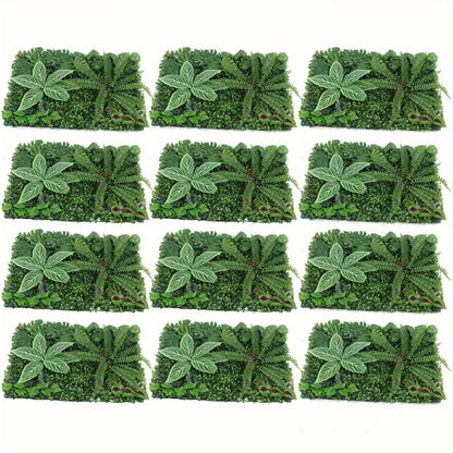 Kunstplantpanelen – Kunstgroen Wandpaneel – Nepplanten – Decoratief Groen – Privacy Scherm – Set van 12 – Waterbestendig PE-Materiaal – Eenvoudige Installatie 40x60 cm
