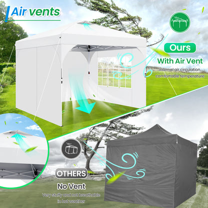 Partytent – Paviljoen – Easy Up Tent – Vouwtent – Feesttent – 3x3m – Waterdicht – Met Zijwanden en Zandzakken - Wit