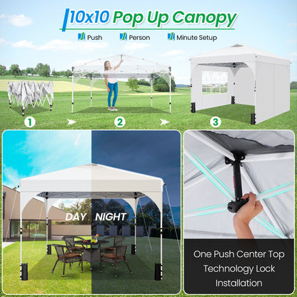 Partytent – Paviljoen – Easy Up Tent – Vouwtent – Feesttent – 3x3m – Waterdicht – Met Zijwanden en Zandzakken - Wit