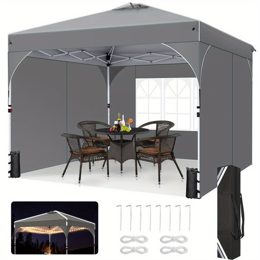 Partytent – Paviljoen – Easy Up Tent – Vouwtent – Feesttent – 3x3 Meter – One-Button Center – Inclusief 4 Zandzakken en 3 Zijwanden - Grijs