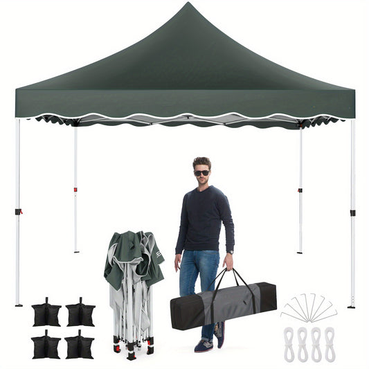 Pop-Up Tent 3x3 Meter – Partytent – Vouwtent – Solextent – Beschutting – Verstelbare Hoogte – Windbestendig Met Zandzakken – Robuust Oxford Polyester Grijs