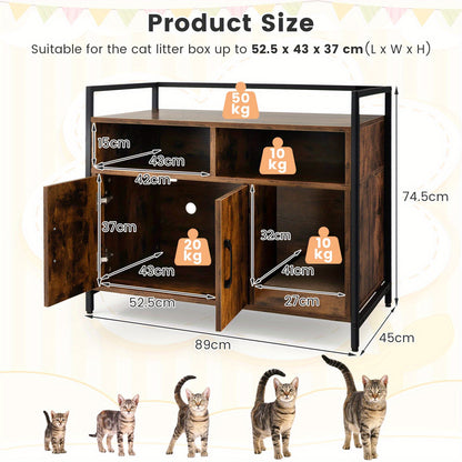 Kattenbakkast – Kattenhuis – Kattenhok – Krabpaal – Dierenkast – Dubbele Deuren – Ventilatie en Krabmat – Koffiebruine Kleur