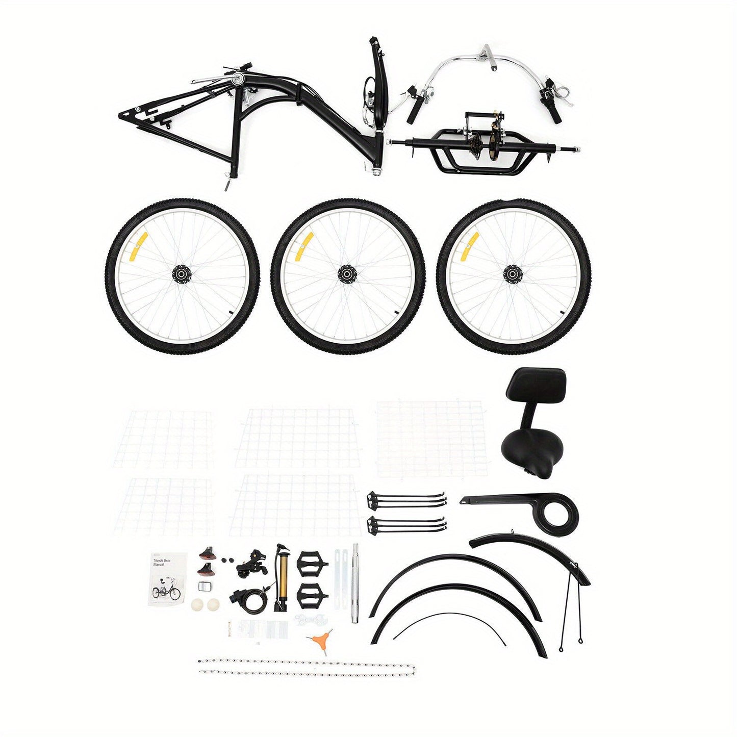 Driewieler Voor Volwassenen – Vouwfiets – Fiets Met Drie Wielen – Mobiliteitstricycle – Opvouwbare Driewieler – 24 Inch – Aluminium Frame – 7 Versnellingen – Inclusief Mand – Compact Opvouwbaar – Zwart