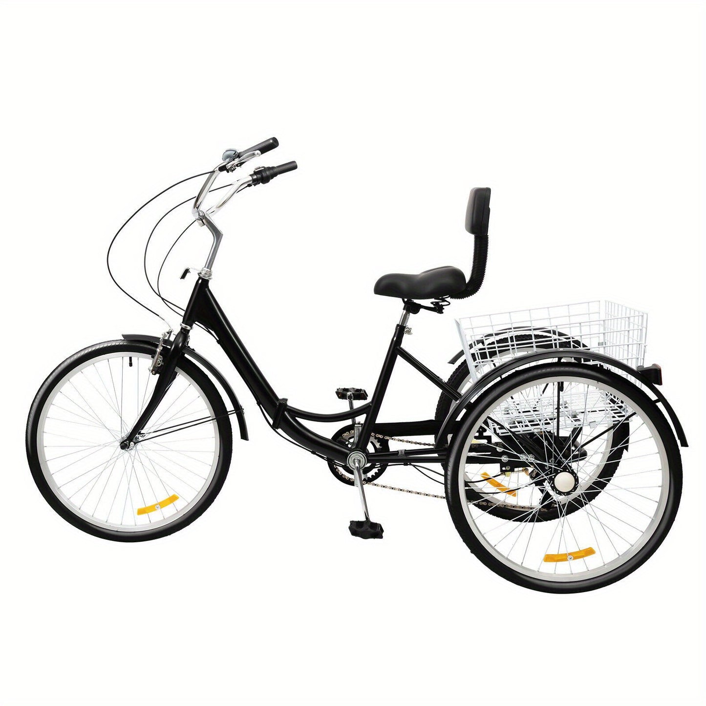 Driewieler Voor Volwassenen – Vouwfiets – Fiets Met Drie Wielen – Mobiliteitstricycle – Opvouwbare Driewieler – 24 Inch – Aluminium Frame – 7 Versnellingen – Inclusief Mand – Compact Opvouwbaar – Zwart