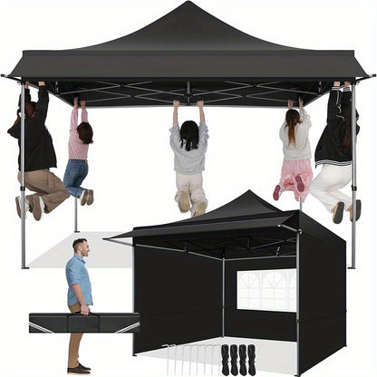 Partytent – Feesttent – Paviljoen – Easy-Up Tent – Overkapping – Zwart – Verstelbare Trekkoordsluiting – Duurzaam Legeringmateriaal