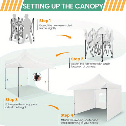 Pop-up Tent – Partytent – Easy-up Tent – Opvouwbare Tent – Buiten Tent – 3x3 Meter – Verstelbare Hoogte – Afneembare Zijwanden - Wit