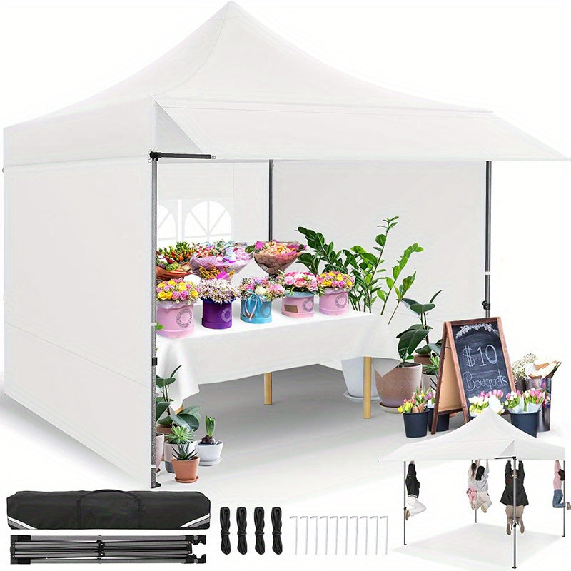Pop-up Tent – Partytent – Easy-up Tent – Opvouwbare Tent – Buiten Tent – 3x3 Meter – Verstelbare Hoogte – Afneembare Zijwanden - Wit