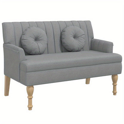 Bankstel – Bank – Hoekbank – 3-zitsbank – Zitbank – Lichtgrijs Stof – Met Kussens – Compact 113x64,5x75,5 cm