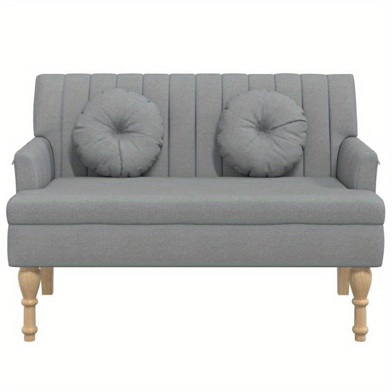 Bankstel – Bank – Hoekbank – 3-zitsbank – Zitbank – Lichtgrijs Stof – Met Kussens – Compact 113x64,5x75,5 cm