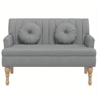 Bankstel – Bank – Hoekbank – 3-zitsbank – Zitbank – Lichtgrijs Stof – Met Kussens – Compact 113x64,5x75,5 cm